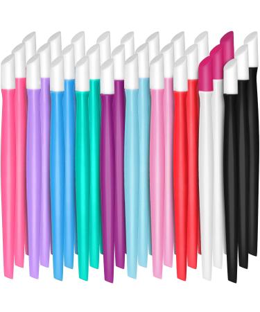 30 Pieces Plastic Handle Nail Cuticle Pusher Rubber Tipped Nail Cleaner Colored Nail Art Tool for Men and Women Christmas Valentine's Day Giving(Multicolored) Blue Purple Light Pink White Black Light Blue Rose Red Light Pu