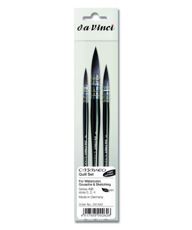 da Vinci Brushes 498 Casaneo Quill (Sizes 0 2 4) Artist Brush Set  Black  3 Casaneo Quill Set Urban Sketching
