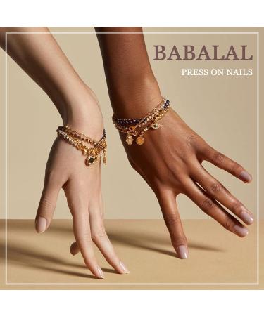 Buy BABALAL Coffin Press on Nails - Long White French Tip Gel Nails with Rhinestone Flower | Ballerina Stick on Nails for Women & Girls | NK702white - Fast International Shipping - Buy Online on GoSupps.com