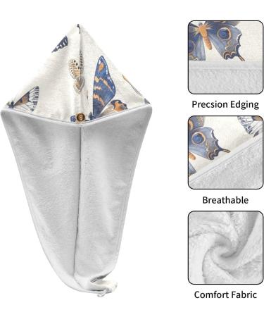 Butterflys Hair Towel 2 Pack | Super Absorbent Quick Dry Hair Turbans for Women & Girls - Buy Online on GoSupps.com