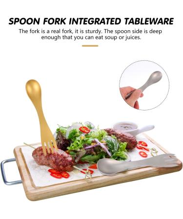 Veemoon Metal Forks 3pcs 2 1 Stainless Steel Spoon Fork Survival Backpacks School Stainless Steel Cutlery Light Cake - Buy Online on GoSupps.com