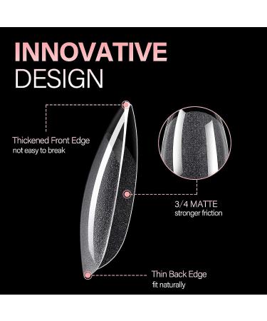 AILLSA Short Almond Nail Tips - Half Matte Full Cover Clear Gelly Tips for DIY Nail Extension - 360 PCS - Buy Online on GoSupps.com
