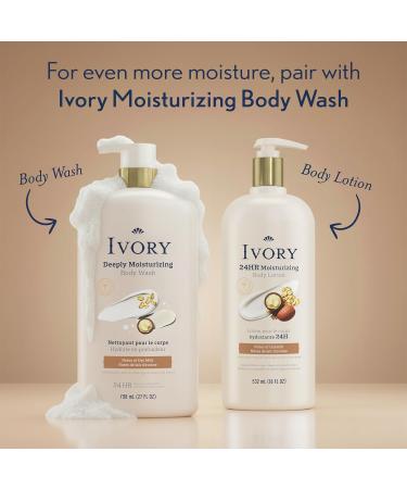 Ivory Body Lotion 24hr Moisturizing Absorbs Instantly Shea Butter Blend Notes of Oatmilk Scent 18 fl oz - Buy Online on GoSupps.com