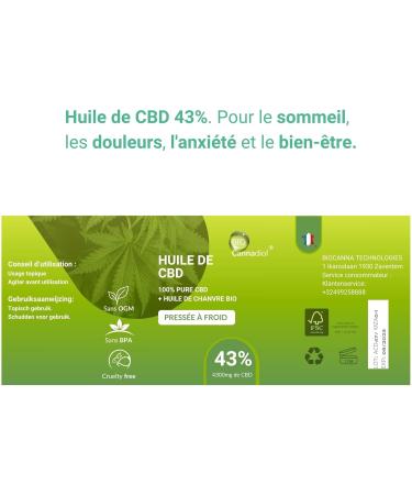  Bio Cannadiol CBD Oil 43% | CBD | Hemp Oil Very High Concentration | CBD Oil 4300mg - Organic Hemp Oil | CBD 43 Sleep CBD Oil CBD Oil  - Buy Online on GoSupps.com