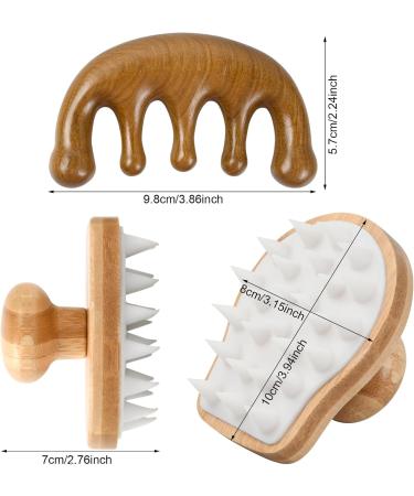 Shengxi Shampoo Brush - Bamboo & Gua Sha Wood Scalp Massager | Silicone Hair Washing Brush for Growth & Care - Buy Online on GoSupps.com