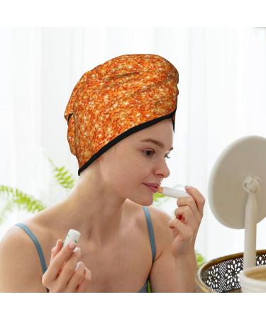Hair Towel Wrap - Quick Drying Orange Glitter Turban & Button Design for Effortless Hair Drying - Buy Online on GoSupps.com