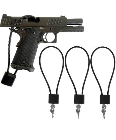 INNOVATEX 15-inch Gun Lock Cable Wire Locks with Keys for Rifles, Shotguns, Handguns, Pistols, and Firearm Safety, Gun Case Lock, DOJ Approved 3-Pack, Black