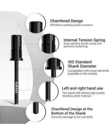 AIRSEE Nail Drill Mandrel Bit - Professional Stainless Steel Efile Head for Cuticle & Dead Skin Removal | Classic Black Acrylic Tip Manicure Tool - Buy Online on GoSupps.com