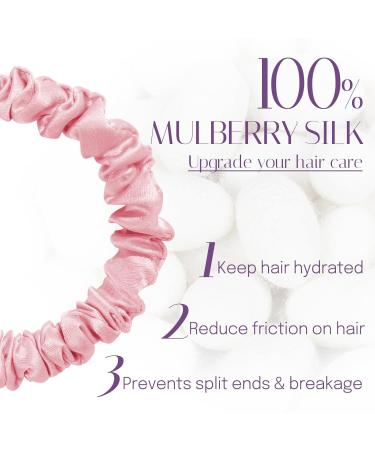 O Silk 3 Set 100% Silk Hair Ties - Small Scrunchies Hair Jewelry Elastic Bands - Pink (3 Pieces) - Perfect for Braid Styles - Buy Online on GoSupps.com