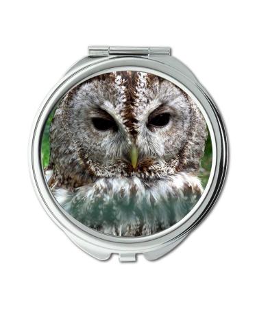 Mirror Compact Mirror owl finch Waldkauz Strix aluco Tawny Owl or Brown Owl pocket mirror portable mirror