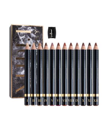 Monozoz Eye makeup pencil eyeshadow pencil | Long-lasting eye pencil set | Cosmetic eyebrow pencil natural matte wooden stick pencil for adults