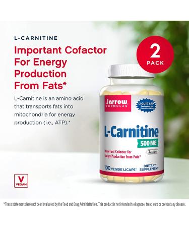 Jarrow Formulas L-Carnitine 500 mg - 100 Veggie Licaps | Premium Fat Burner & Energy Booster - Buy Online on GoSupps.com