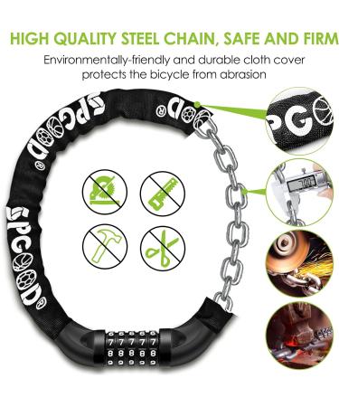 Spgood Bicycle Lock - High-Safety Combination Chain Lock with 14 Colors | Hardened Steel for Ultimate Security - Shop Now! - Buy Online on GoSupps.com