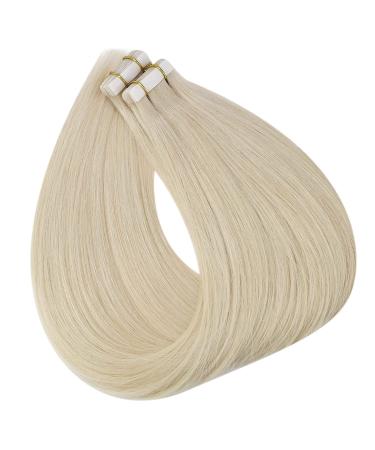Full Shine 24 Inch Tape In Hair Extensions - Double Sided Remy Human Hair #60 Platinum Blonde, Silky Straight - 20 Pieces, 50g - Buy Online on GoSupps.com