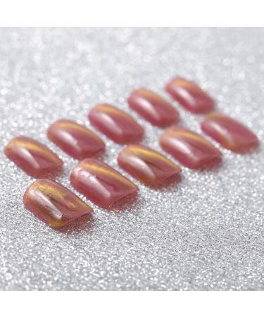 SETHEXY Cat Eye False Nails - 24 Piece Dark Pink Nail Art Tips for Women & Girls | Complete Cover UV Design - Buy Online on GoSupps.com