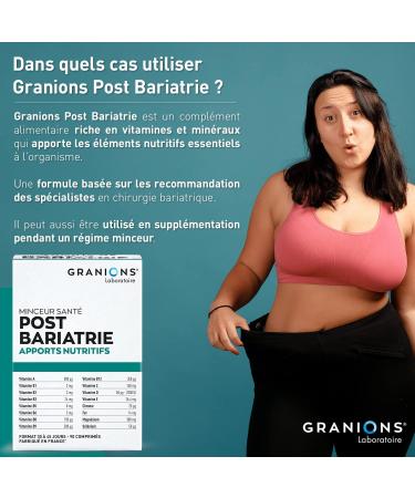 GRANIONS Post Bariatrics | Bariatric Surgery | Nutritional Intakes | Healthy Slimming | Vitamins and Minerals Chromium Iron | Fast Absorption | Made in France | 90 pp | 30 to 45 Day Program - Buy Online on GoSupps.com