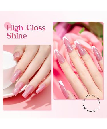 MIZHSE Pink Gel Nail Polish Shimmery Rose Jelly Color Natural Gel Polish Glitter Sparkle Pink Nail Gel 12ML Soak off UV LED for Home Salon DIY BV006 - Buy Online on GoSupps.com
