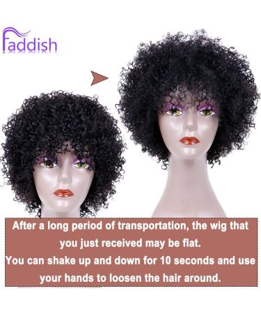Faddishair Short Afro Wigs for Black Women Bouncy Fluffy Kinky Curly Human Hair Wigs - International Shipping Available - Buy Online on GoSupps.com
