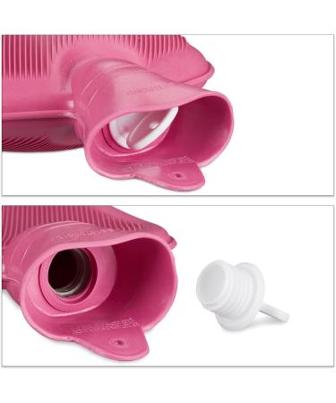 Relaxdays 2L Hot Water Bottle - Durable Safe Odorless Natural Rubber Pink | Ideal for Cozy Comfort - Buy Online on GoSupps.com