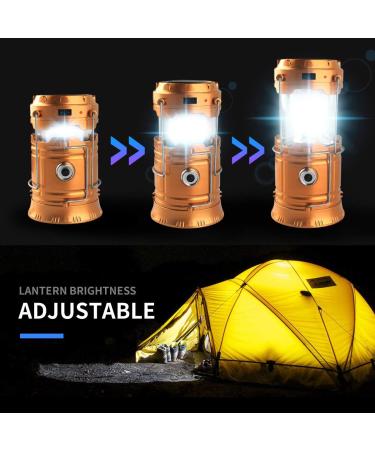 Censinda LED Camping Lantern - Solar & Rechargeable Flashlight, Portable & Collapsible Light for Camping, Hiking, Emergency - Gold (1 Pack) - Buy Online on GoSupps.com