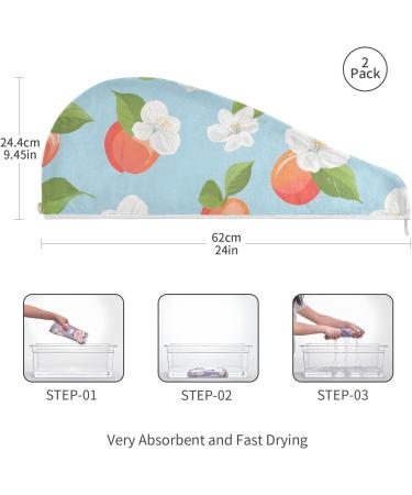 Super Absorbent Cherry & White Flower Hair Towel 2 Pack | Quick Dry Hair Turbans for Women & Girls - Buy Online on GoSupps.com