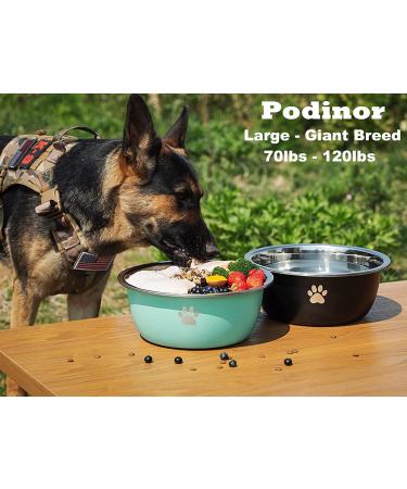 Podinor Stainless Steel Dog Water Bowls for Large Dogs - 1.3 Gallon Capacity (2 Pack) - Black - Buy Online on GoSupps.com