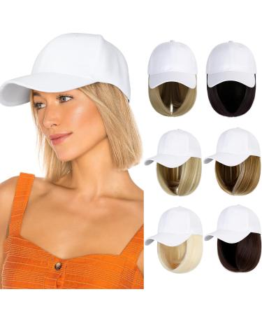 Lansigreen Baseball Cap with Hair Extensions Hat Wig Adjustable Hat Attached Short Straight 14 Synthetic Hairpiece for Women Ash Blonde Mix Bleach Blonde 14'' Straight-Ash Blonde Mix Bleach Blonde