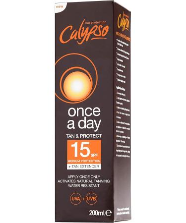 Calypso Once A Day Tan & Protect SPF15-200 ml and Once A Day Sun Protection Lotion SPF20 | 8 Hours Sun Protection | Non Greasy | Superior 4 Start UVA Rating - 200 ml CALC20L SPF 15 + Sun Protection Lotion 20 SPF - Buy Online on GoSupps.com