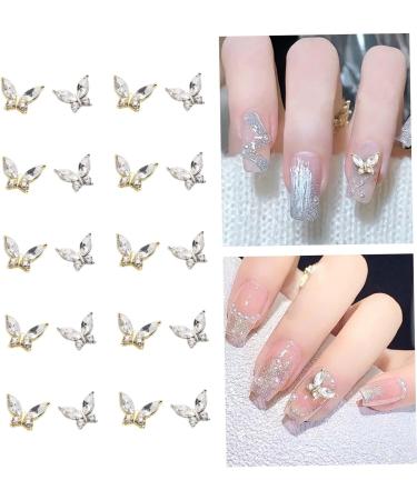 20Pcs Butterfly Nail Charms Artificial Crystals Diamonds Rhinestones Sticker Nail Art Golden and Silver Plated Butterfly Nail Decorations for DIY Nail Nail Charms Butterfly Charms For Nails Gold Nail - Buy Online on GoSupps.com
