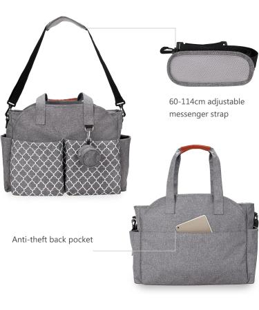 SONARIN Multi-Function Waterproof Baby Changing Tote Bag - Grey | Large Capacity Diaper Bag with Pacifier Holder and Travel Satchel Messenger Bag - Buy Online on GoSupps.com