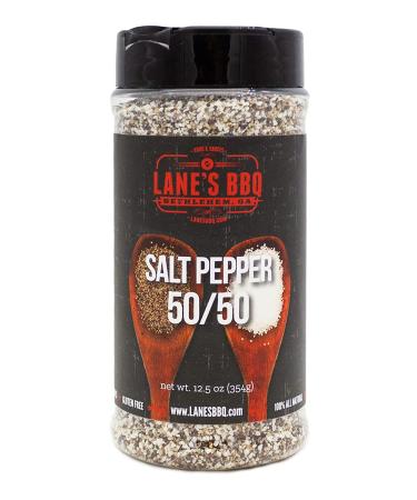 Lane's BBQ Salt and Pepper 50/50 Coarse Ground Bulk Spices - Gluten-Free 12.5oz Bottle - Buy Online on GoSupps.com