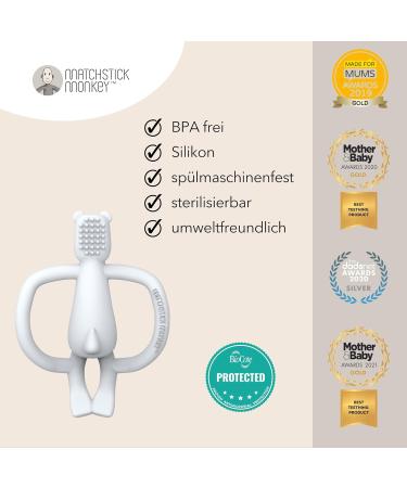 Matchstick Monkey Antimicrobial Bite Ring & Gel Applicator | BPA-Free Teething Aid for Babies 3+ Months | Animal Motif (Pomelo Eisb r) - Buy Online on GoSupps.com