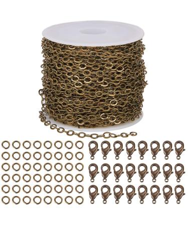 SUNNYCLUE DIY 33 Feet Antique Bronze Curb Cable Chain Link Necklace Width 3mm with 30 Brass Lobster Claw Clasps, 100 Brass Jump Rings Antique Bronze Jewelry Chain for Jewelry Bracelet Necklace Making Antique Bronze 3mm - Buy Online on GoSupps.com