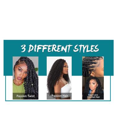 Passion Twist Hair Extensions - 7 Packs of 24-Inch Crochet Hair for Long Bohemian Styles - 1B Color - Yddm Authentic - Buy Online on GoSupps.com
