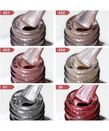 RARJSM Cat Eye Gel Nail Polish Set with Magnet Stick 9D Galaxy Velvet Silver Glitter Nude Purple Pink Red Champagne Gold Brown 6 Colors Ice Jelly Gel Polish UV LED Curing Requires Soak Off Home Salon Nude Cat Eye Set - Buy Online on GoSupps.com