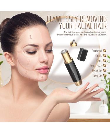 2-in-1 Painless Facial Hair Removal & Eyebrow Trimmer for Women - LED Light, Peach Fuzz Remover for Lip, Cheek, Chin, Arms, Legs & Body - Buy Online on GoSupps.com