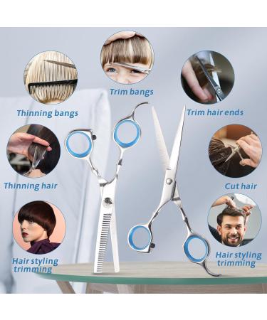 Professional 9-Part Hairdresser Scissors Set - 6.7in Effilator Scissors with Hair Clip Comb & Storage Bag for Beginners - Silver - Buy Online on GoSupps.com