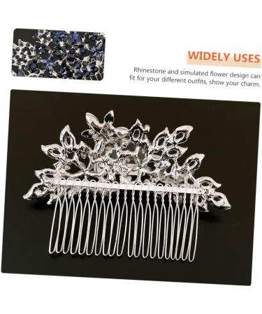 DOITOOL Wedding Tiara Dark Blue Hair Comb Headdresses for Women Bridal Glitter Barrette Girl Hair Clips Hair Combs for Women Accessories Flower Rhinestone Bride Wig European and American - Buy Online on GoSupps.com