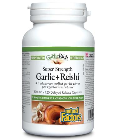 Super Strength Garlic + Reishi Supports Immune Cardiovascular Health 300 MG (120 Vegetarian Capsules)