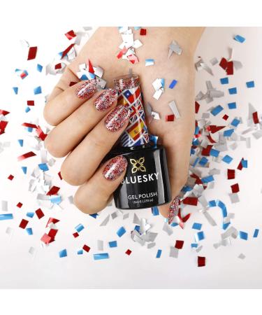Bluesky Gel Nail Polish United Blingdom - Jubilee Celebration Colours - Blue Red Glitter 10 ml Long Lasting Chip Resistant 10 ml (Requires Drying Under UV LED Lamp) - Buy Online on GoSupps.com