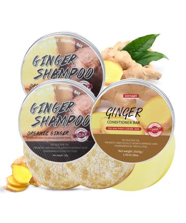 Ginger Hair Growth Shampoo Bar and Conditioner Set Natural Ginger Shampoo Soap Bar for Hair Regrowth Anti Hair Loss Active Follicles PH Balance 0 Silicone Oil