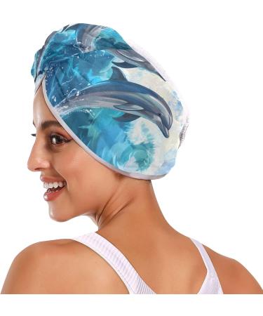Super Absorbent Dolphins Jumped Hair Towel 2 Pack - Quick Dry Hair Turbans for Women & Girls - Buy Online on GoSupps.com