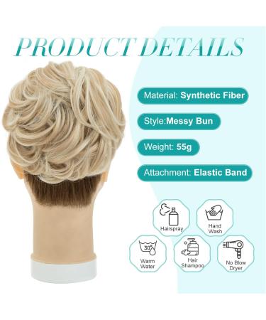 S-Noilite Curly Messy Bun Scrunchie - Synthetic Ash Brown Mix Bleach Blonde Ponytail Extension - Buy Online on GoSupps.com