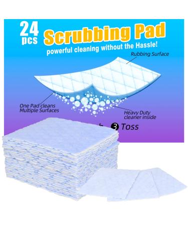 Light Scouring Pad with Foam, Triple Cleaning Heavy Duty Household Scour Pads Non-Scratch General Purpose Hand Pad Magic Sponge Eraser Sheets-24 Pack 24 PCS