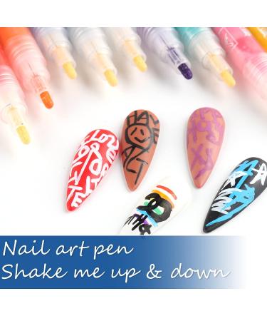 U-Shinein 12 Colors Nail Art Pens - Waterproof 3D Painted Drawing Graffiti Pen for DIY Nail Painting - Buy Online on GoSupps.com