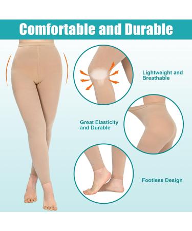 Evolyline Medical Compression Pantyhose for Women & Men 20-30mmHg Footless Graduated Support Tights Compression Pantyhose Opaque Compression Socks Stockings for Varicose Veins Edema Flight Nursing Beige L - Buy Online on GoSupps.com