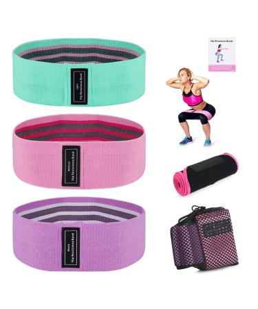 Fyore Resistance Workout Hip Exercise Bands 3 Set Booty Bands for Butt Legs Glutes Non Slip Wide Fitness Elastic Circle Bands Heavy Strength Loop Bands for Squat Glute Hip Training #1 Style1