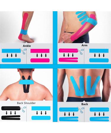 Kinesiology Tape Precut - Waterproof Sports Tape for Athletes - Pain Relief Adhesive - 3 Rolls 60 Strips - Black - 5m - Buy Online on GoSupps.com