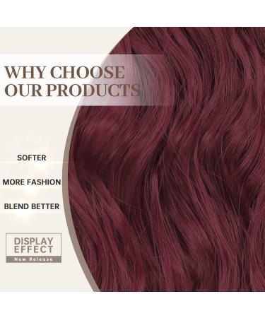 PORSMEER Burgundy Invisible Hair Extensions with Transparent Wire Adjustable Size 4 Secure Clips 20 inch Long Wavy Secret One Piece Hair Pieces for Women dark red Wine red - Buy Online on GoSupps.com