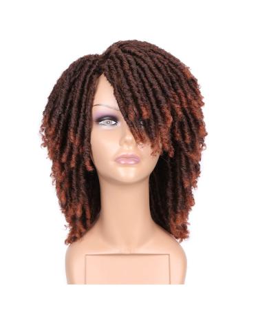 HANNE Dreadlock Wig Short Twist Wigs for Black Women and Men Afro Curly Synthetic Wig (350 Color)